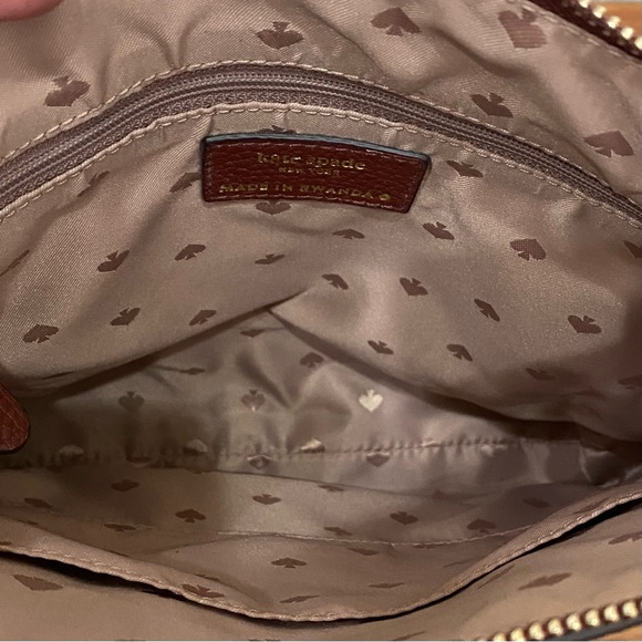 KATE SPADE Port Brown Leather On Purpose Zip Pocket Crossbody Bag - Picture 14 of 16